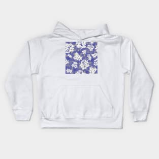 White flowers over very-peri background Kids Hoodie